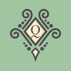 Monogram and identity logo design template with elegant ornament