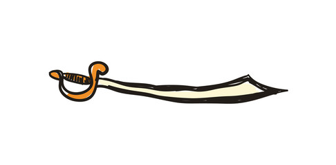 Arabian traditional sword hand drawn icon isolated on white background vector illustration. Eastern ethnic culture element, traditional symbol.