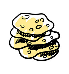 Traditional mexican tortilla hand drawn icon isolated on white background vector illustration. Mexican ethnic culture element, traditional symbol.