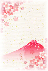 桜　富士山　年賀状　背景