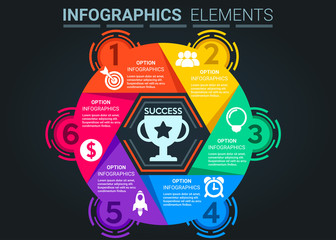 INFOGRAPHICS element abstract design the number top six round successful event concept template