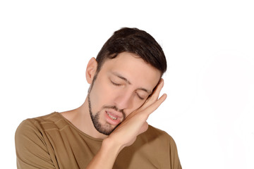 Young man sleepy.