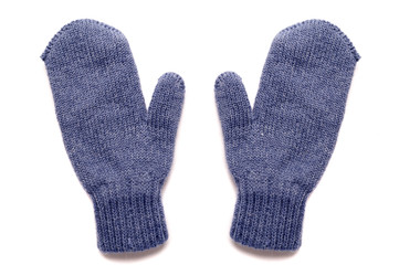 Blue mittens, isolated