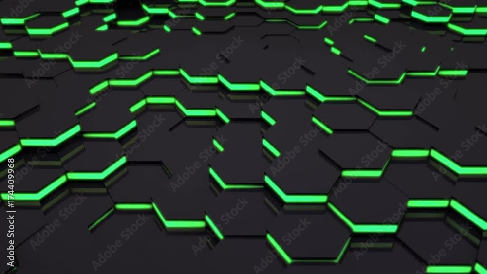 Poster 3d loop hexagonal motion graphic background