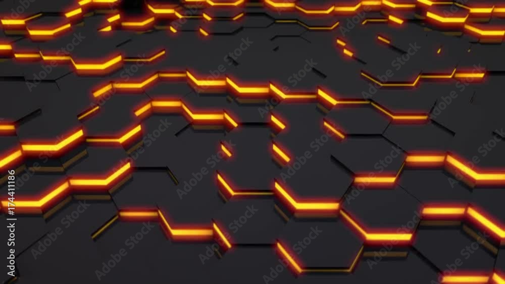 Poster 3d loop hexagonal motion graphic background