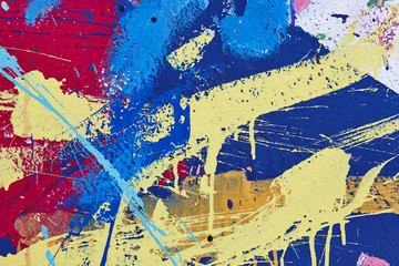 Multicolored vivid and textured gouache abstract background.