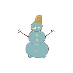 Vector hand drawn snowman