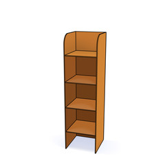 Empty wooden cabinet with shelves. Simple office cupboard. Vector illustration.