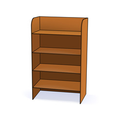 Empty wooden cabinet with shelves. Simple office cupboard. Vector illustration.