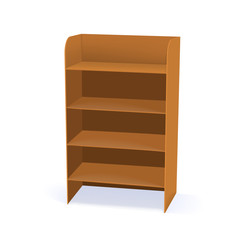 Empty wooden cabinet with shelves. Simple office cupboard. Vector illustration.