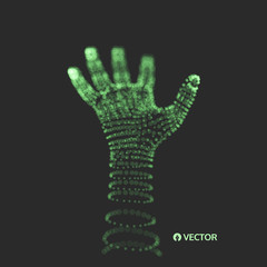 Human arm. Hand model. Connection structure. Future technology concept. 3d vector illustration.