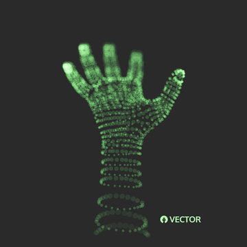 Human arm. Hand model. Connection structure. Future technology concept. 3d vector illustration.