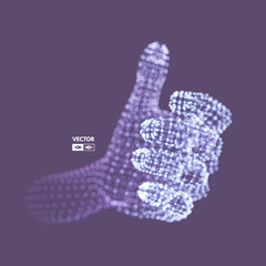 Human arm. Hand model. Connection structure. Future technology concept. 3d vector illustration.