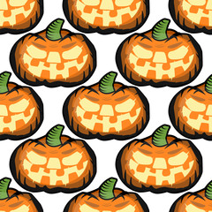 Halloween Seamless pattern  with Pumpkins. Vector illustration.