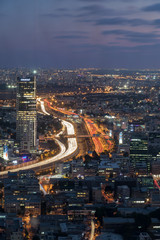 Fototapeta na wymiar Night Cityscape (Tel Aviv, facing south)