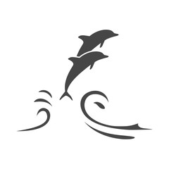 Obraz premium Sylwetka delfinów