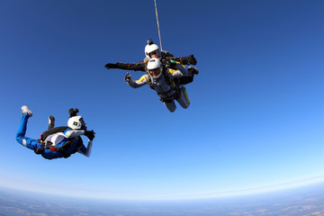 Cameraman makes film about tandem jump.