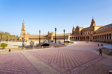 Obraz premium A beautiful view of Spanish Square, Plaza de Espana, in Seville