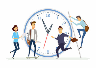 Time management in a company - modern cartoon people characters illustration