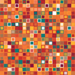 Multicolor mosaic background from different squares. Fun illustration. Vector backdrop for your presentation