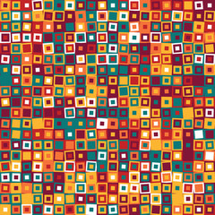 Multicolor mosaic background from different squares. Fun illustration. Vector backdrop for your presentation
