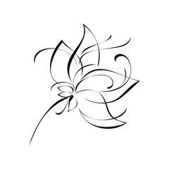 ornament 125. stylized flower in black lines on a white background