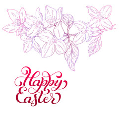 Holiday gift card with hand lettering Happy Easter