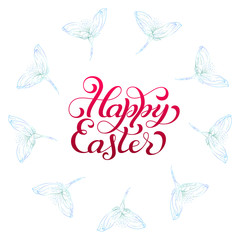 Holiday gift card with hand lettering Happy Easter