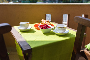 Raspberries and croissants
