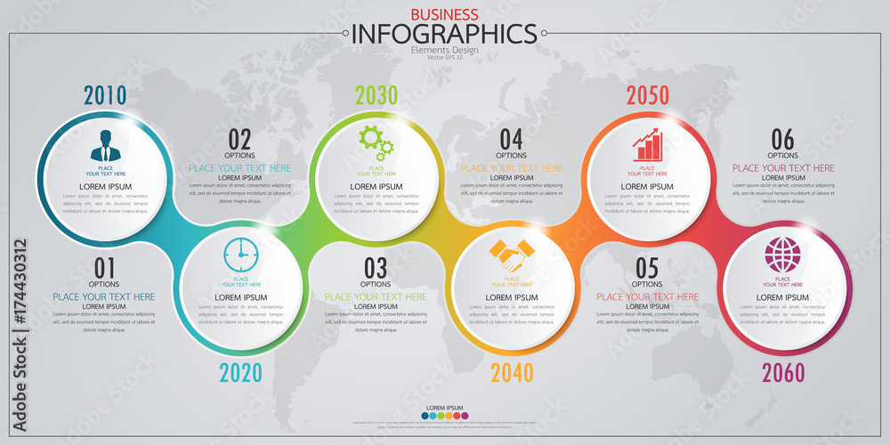 Poster infographic business horizontal timeline process chart template. vector modern banner used for prese