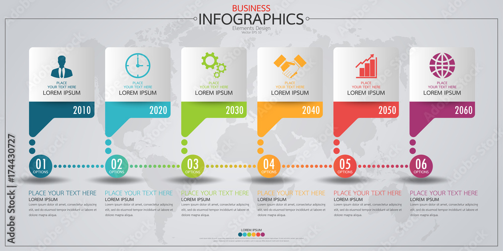 Poster infographic business horizontal timeline process chart template. vector modern banner used for prese