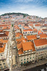 Naklejka na ściany i meble Lisbon aerial view. Santa Justa elevator