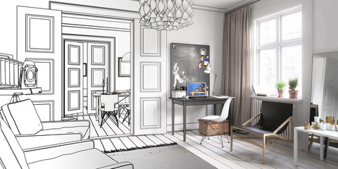 Inside my apartment (panoramic) I