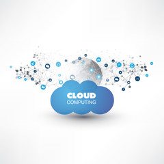 Cloud Computing Design Concept with Icons - Digital Network Connections, Technology Background