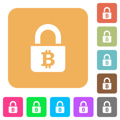 Locked Bitcoins rounded square flat icons