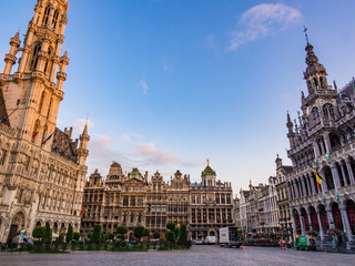 Fototapeta na wymiar Morning view of the Grand Place in Brussels, Belgium.