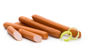 Fresh sausage isolated over white background.