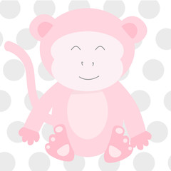 Obraz na płótnie Canvas Pink Monkey Vector Illustration