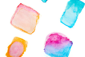 Abstract colorful watercolor painting background. Isolated on white.
