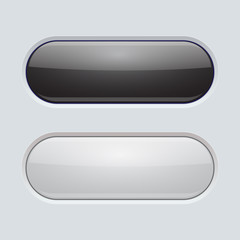 Black and white plastic buttons on gray background