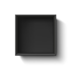 Black empty box, container isolated on white background.