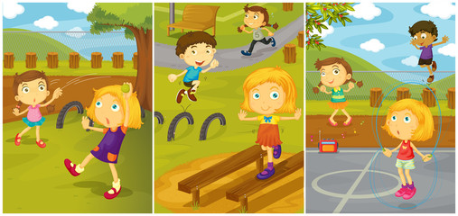 Fototapeta premium Children playing in the park