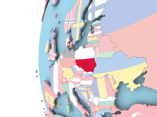 Flag of Poland on political globe