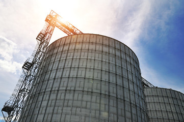 Modern silos for storing grain harvest.