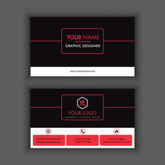 Modern Creative and Clean Business Card Template with red dark color