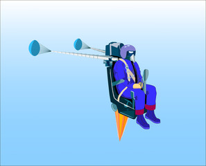 Catapultation jet pilot after leave the plane on blue sky background. © zvitaliy79