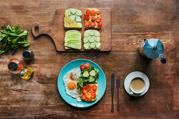 Fototapeta na wymiar healthy breakfast and cup of coffee