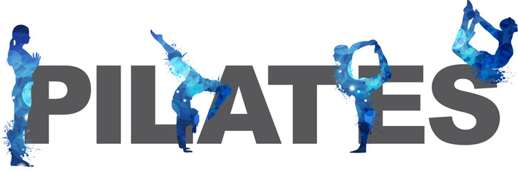Pilates word with silhouettes © elaborah