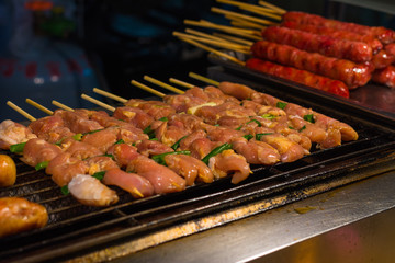 barbecue grill over charcoal