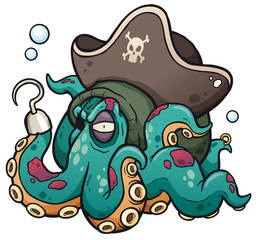 Vector illustration of Cartoon Pirate octopus